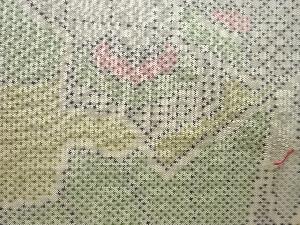 アンティーク 抽象扇模様織出し本場白大島紬着物(5マルキ)